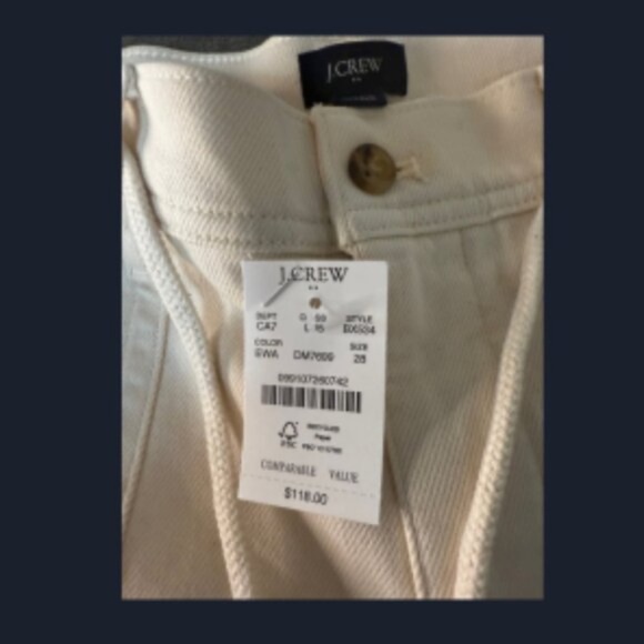 J. Crew Straight Leg Pants Comfortable Fit High Waisted Durable White W 28 NWT - Picture 3 of 7